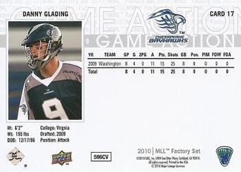 2010 Upper Deck Major League Lacrosse #17 Danny Glading Back